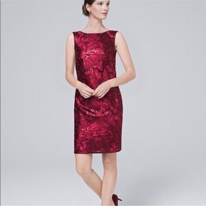 White House Black Market red sequin shift dress sz. 8